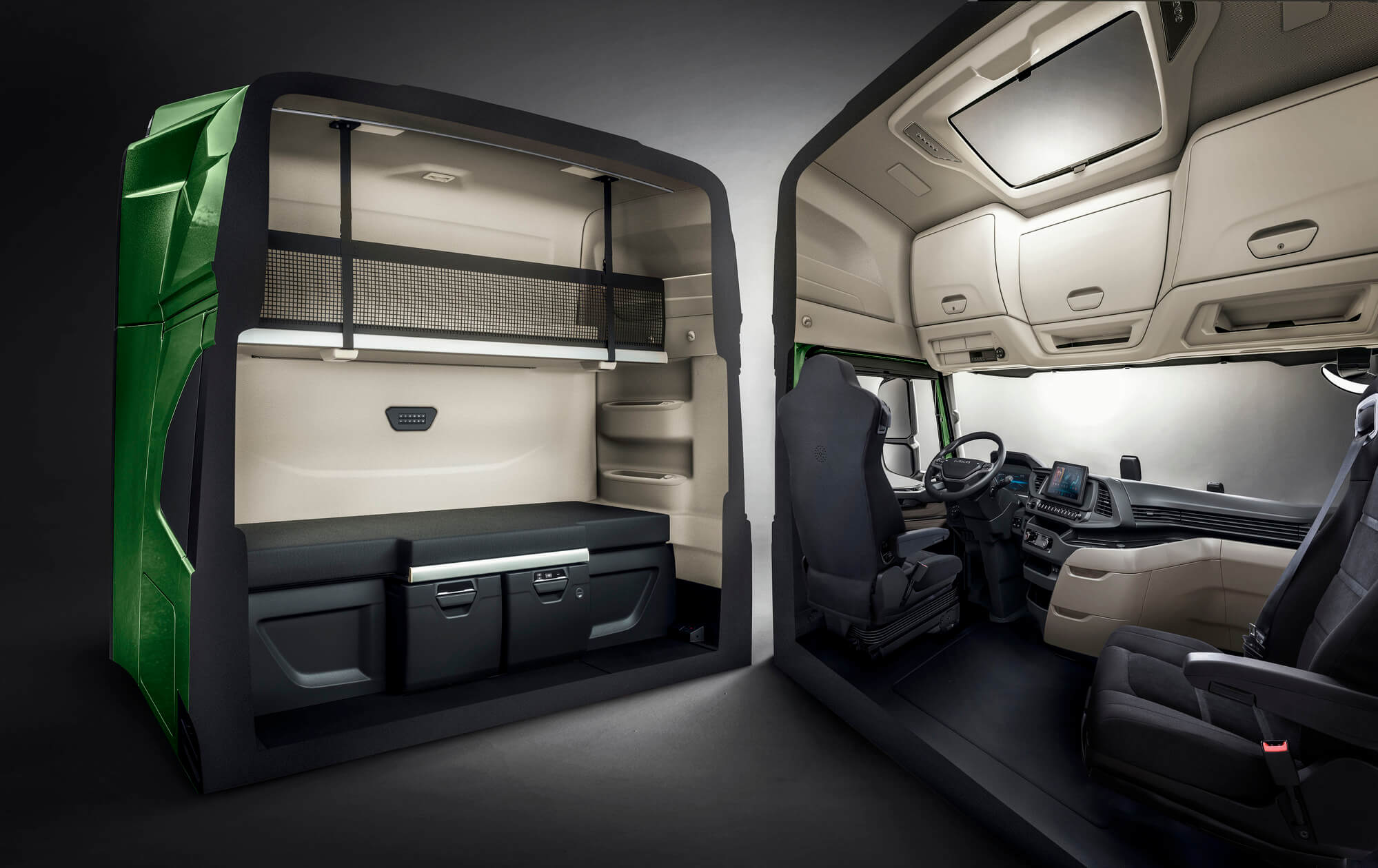 IVECO X-WAY Storage spaces inside the cabin.