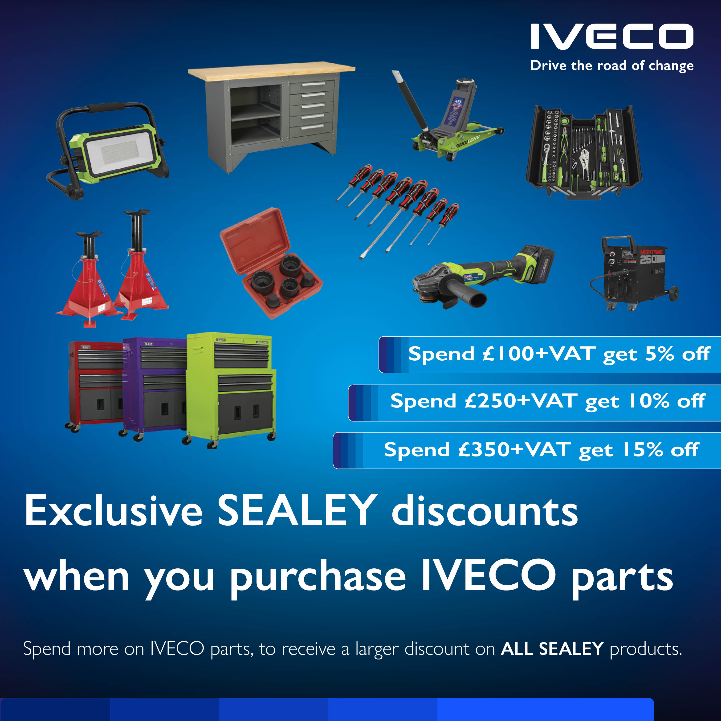 Spend more on IVECO parts, to receive a larger discount on ALL SEALY products.